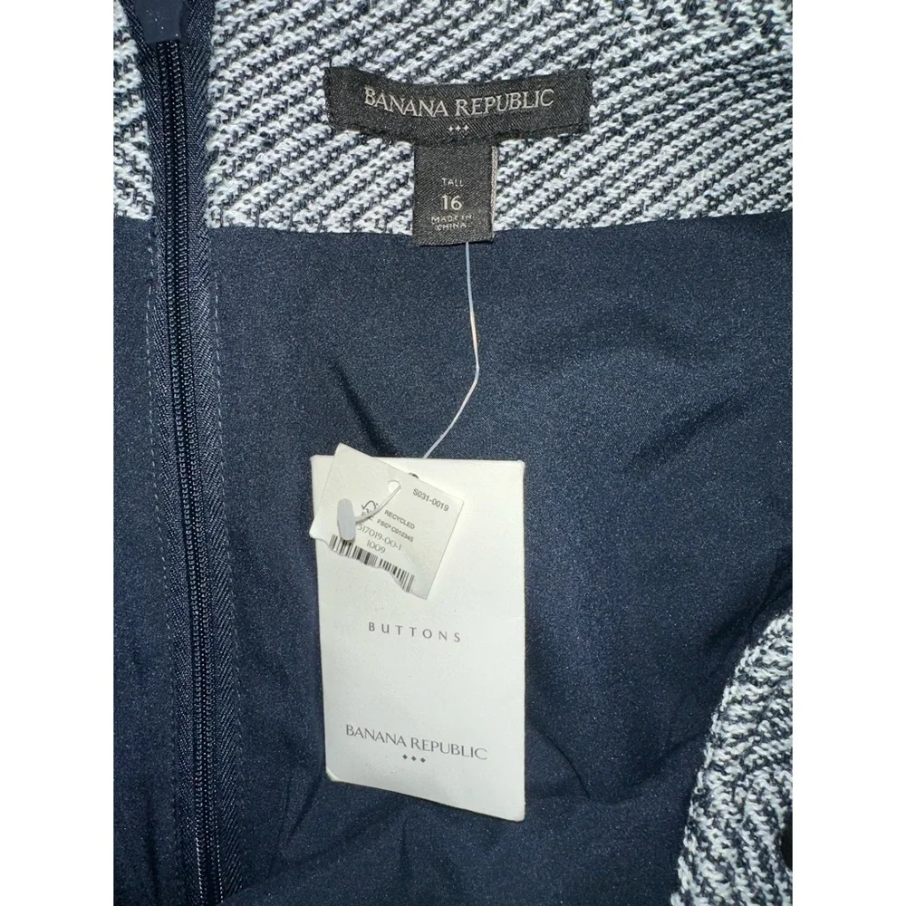 NWT Banana Republic Navy Blue Herringbone Wool Blend A-line Skirt Size 16 Tall - Picture 8 of 9